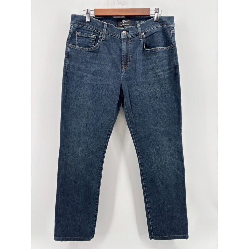 7 For All Mankind The Straight Leg Jeans Mens Blue Luxe Performance 34x27.5
